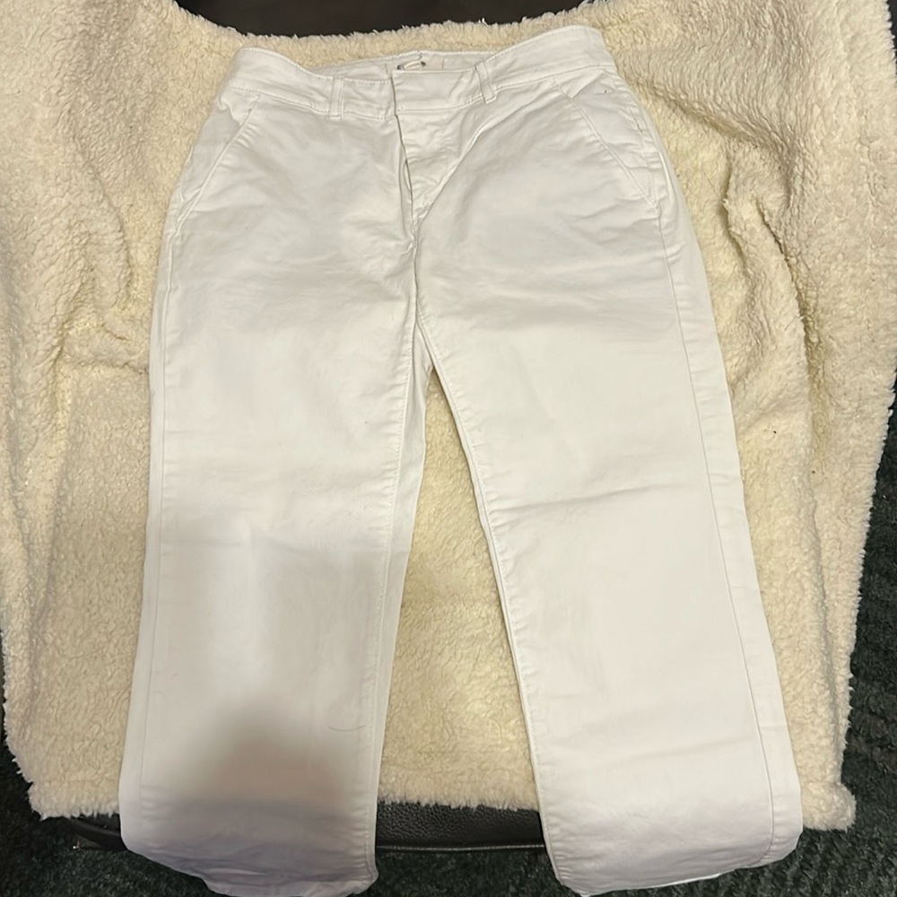 LOFT white twill ankle pants, size 0